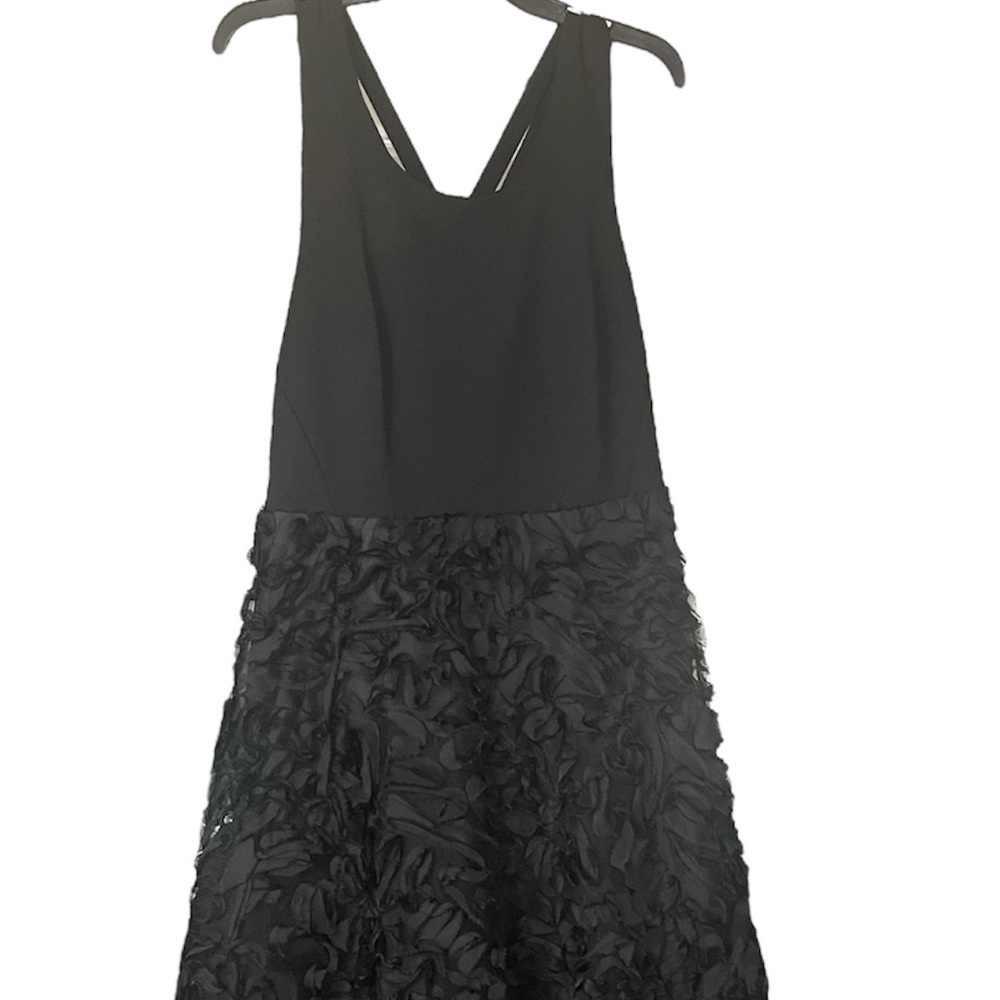Eloquii Black Criss Cross Strap and Rosette Appliqué Dress 16